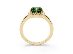 Fancy Green Asscher Cut Diamond Round Cluster Halo Ring Set in Yellow gold with Solitaire Band and Prong Setting