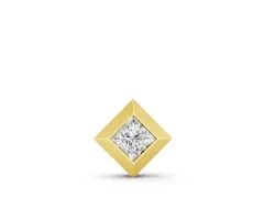 Princess Cut Diamond Pendant Set in Yellow gold with Bezel and Delicate Chain