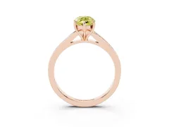 Fancy Yellow Marquise Cut Diamond Solitaire Ring Set in Rose gold with Pavé Accent Band and Classic Prong Setting