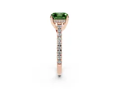 Fancy Green Asscher Cut Diamond Solitaire Ring Set in Rose gold with Brilliant Pavé Band and Prong Setting