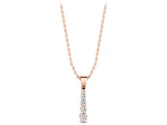 Round Diamond Vertical Drop Pendant Set in Rose gold with Prong-Set Stones