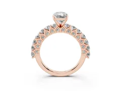 Radiant Cut Diamond Solitaire Ring Set in Rose gold with Shared Prong Pavé Band