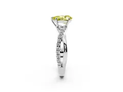 Fancy Yellow Pear Cut Diamond Twisted Pavé Band Ring Set in Platinum with Prong Setting