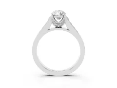 Pear Cut Diamond Solitaire Pavé Engagement Ring Set in White gold with Prong Setting