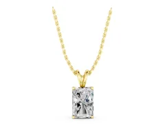 Radiant Diamond Solitaire Pendant Set in Yellow gold with Four-Prong Setting