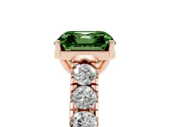 Fancy Green Asscher Cut Diamond Solitaire Ring Set in Rose gold with Cut-Down Micro Pavé Band and Prong Setting