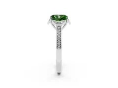 Fancy Green Radiant Cut Diamond Halo Ring Set in Silver with Channel Set Band and Prong Setting