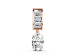 Oval and Baguette Diamond Drop Pendant Set in Rose gold with Baguette-Accented Bail