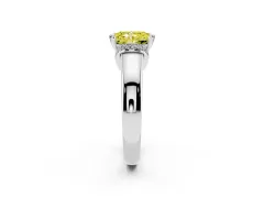 Fancy Yellow Radiant Cut Diamond Pavé Band Solitaire Ring Set in Platinum with Prong Setting