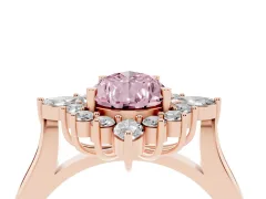 Fancy Pink Pear Cut Diamond Cluster Halo Ring Set in Rose gold with Marquise and Round Accents