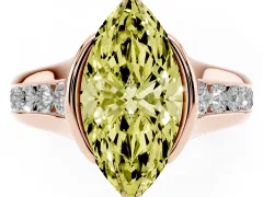 Fancy Yellow Marquise Cut Diamond Bezel-Set Solitaire Ring Set in Rose gold with Channel-Set Band