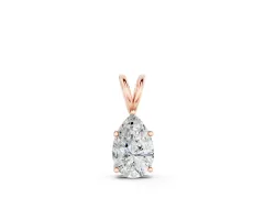 Pear Cut Solitaire Pendant Set in Rose gold with Three-Prong Setting