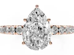 Pear Cut Diamond Pavé Solitaire Engagement Ring Set in Rose gold with Prong Setting