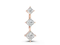 Three-Stone Princess Cut Diamond Pendant Set in Rose gold with Four-Prong Setting