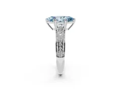 Fancy Blue Marquise Cut Diamond Solitaire Ring Set in Platinum with Multi-Row Round Pavé Band and Prong Setting