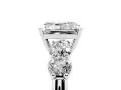 Radiant Cut Diamond Five-Stone Prong Set Ring Set in White gold with Classic Band