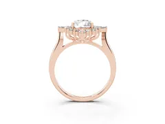 Pear Cut Diamond Cluster Halo Ring Set in Rose gold with Marquise and Round Accents