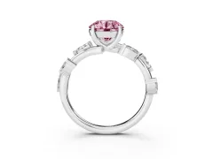 Fancy Pink Round Cut Diamond Solitaire Ring Set in Silver with Twisted Marquise Accent Band
