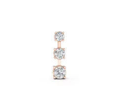 Round Diamond Triple Bar Pendant Set in Rose gold with Four-Prong Setting