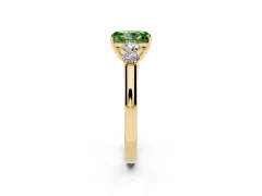 Fancy Green Radiant Cut Diamond Five-Stone Prong Set Band Ring Set in Yellow gold with Polished Band