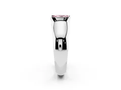 Fancy Pink Radiant Cut Diamond Bezel Solitaire Ring Set in Platinum with Wide Band