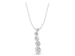 Graduated Round Diamond Pendant Set in Silver with Five Prong-Set Stones