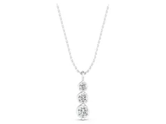 Three-Stone Round Diamond Cascade Drop Pendant Set in Silver with Prong Setting