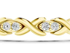 Round Cut Diamond X-Link Tennis Bracelet Set in Yellow gold with Prong Setting