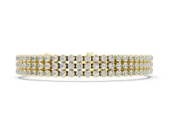 Round Diamond Three-Row Tennis Bracelet Set in Yellow gold with Bezel Setting