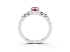 Fancy Pink Emerald Cut Diamond Five-Stone Prong Set Engagement Ring Set in Platinum with Channel Band