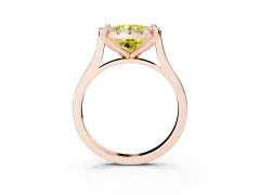 Fancy Yellow Round Cut Diamond Cluster Halo Solitaire Ring Set in Rose gold with Prong Setting
