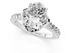 Radiant Cut Diamond Solitaire Ring Set in Silver with Pavé Band and Floral Prong Setting