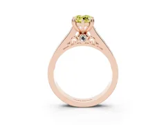 Fancy Yellow Marquise Cut Diamond Channel Set Solitaire Engagement Ring Set in Rose gold with Prong Setting