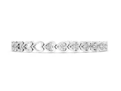 Round Cut Diamond Heart Link Tennis Bracelet Set in White gold with Bezel Setting
