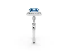 Fancy Blue Asscher Cut Diamond Halo Engagement Ring Set in Platinum with Twisted Band and Prong Setting