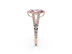Fancy Pink Marquise Cut Diamond Split Shank Pavé Engagement Ring Set in Rose gold with Prong-Held Center Stone