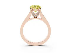 Fancy Yellow Heart Cut Diamond Solitaire Pavé Engagement Ring Set in Rose gold with Prong Setting