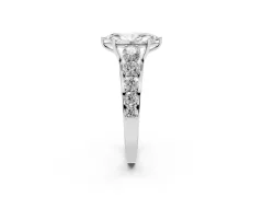 Marquise Cut Diamond Solitaire Ring Set in White gold with Pavé-Set Band and Prong Setting