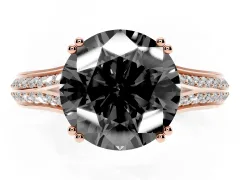 Fancy Black Round Cut Diamond Split Shank Pavé Engagement Ring Set in Rose gold with Prong-Set Center Stone