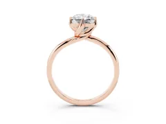 Radiant Cut Diamond Solitaire Engagement Ring Set in Rose gold with Classic Plain Band