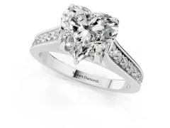 Heart Cut Diamond Solitaire Pavé Engagement Ring Set in White gold with Prong Setting