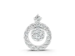 Round Halo Pavé Diamond Pendant Set in Silver with Four-Prong Center