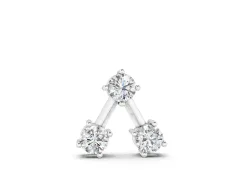Three-Stone Round Diamond Triangle Pendant Set in Silver with Prong Setting