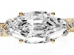 Marquise Cut Diamond Ring Set in Yellow gold with Scattered Round Accents