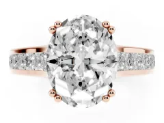 Oval Cut Diamond Channel Set Solitaire Engagement Ring Set in Rose gold with Prong Setting