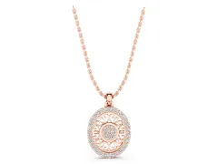 Round Halo Filigree Pendant Set in Rose gold with Pavé Halo