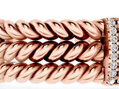Round Diamond Pavé Triple Rope Bracelet Set in Rose gold with Box Clasp