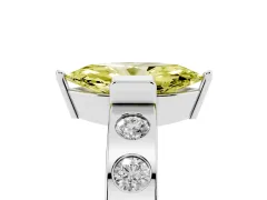 Fancy Yellow Marquise Cut Diamond Channel-Set Band Ring Set in Silver with Bezel Prong Setting