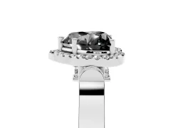 Fancy Black Heart Cut Diamond Halo Ring Set in Platinum with Twist Band and Pavé Accents