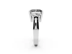 Fancy Black Radiant Cut Diamond Three-Stone Channel Set Ring Set in Silver with Smooth Polished Band